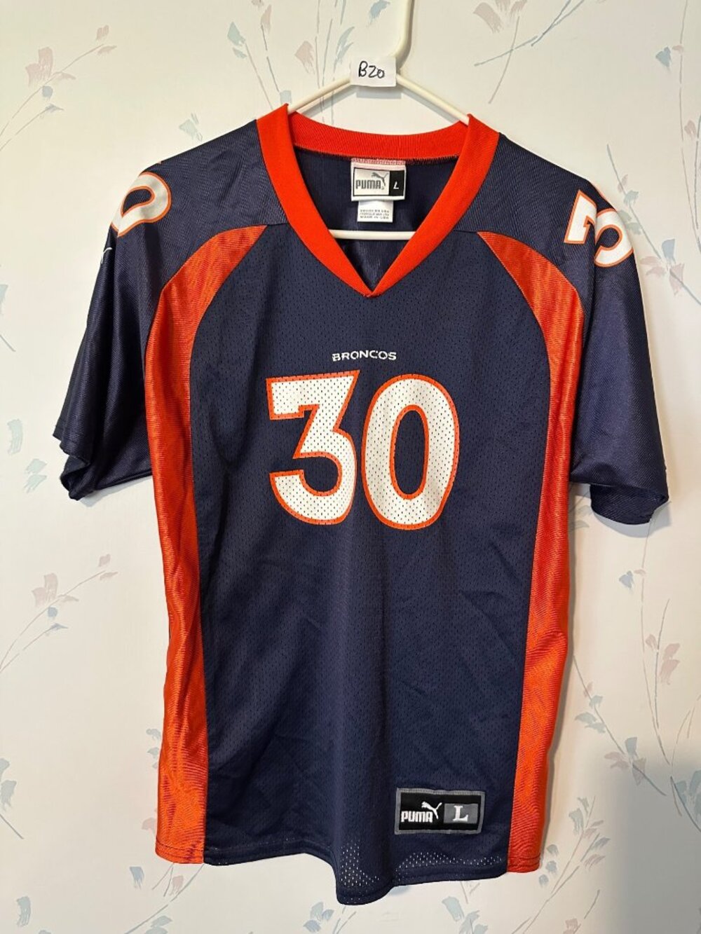 Puma Terrell Davis Broncos #30 Navy & Orange Mesh Jersey Large Youth